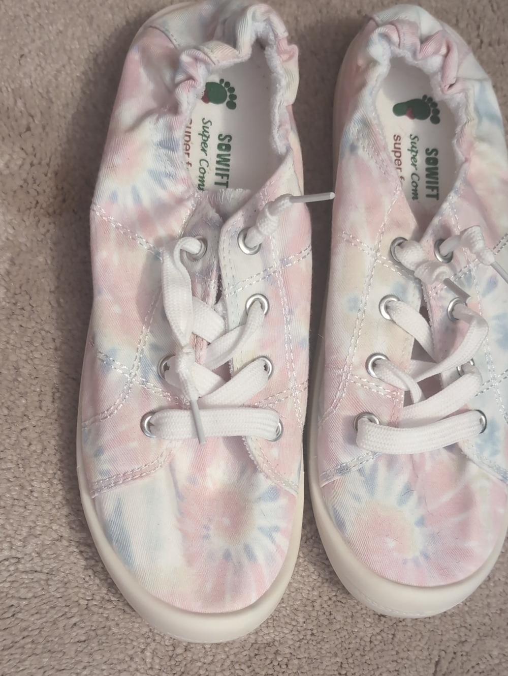 Tie-Dye Pastel Canvas Sneakers for Women - Pink/Blue